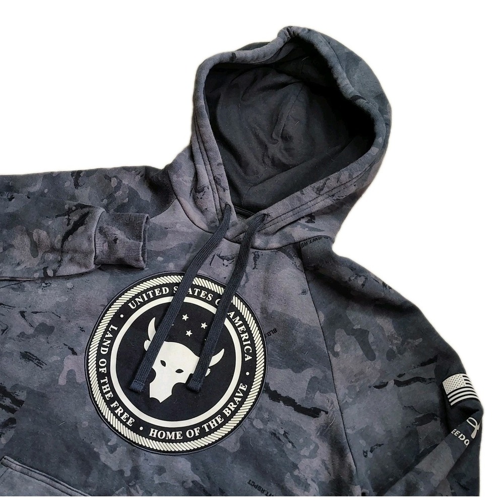 Under Armour Project Rock Veterans Day Freedom Hoodie Mens Medium Gray Camo